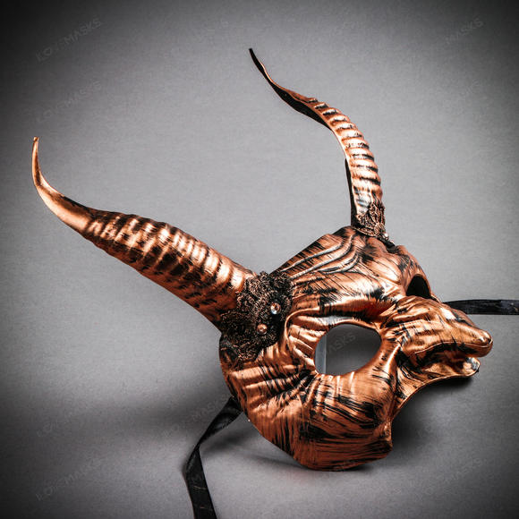 Goblin Devil Long Horn Eyes Mask - Black Copper - Picture 4 of 5